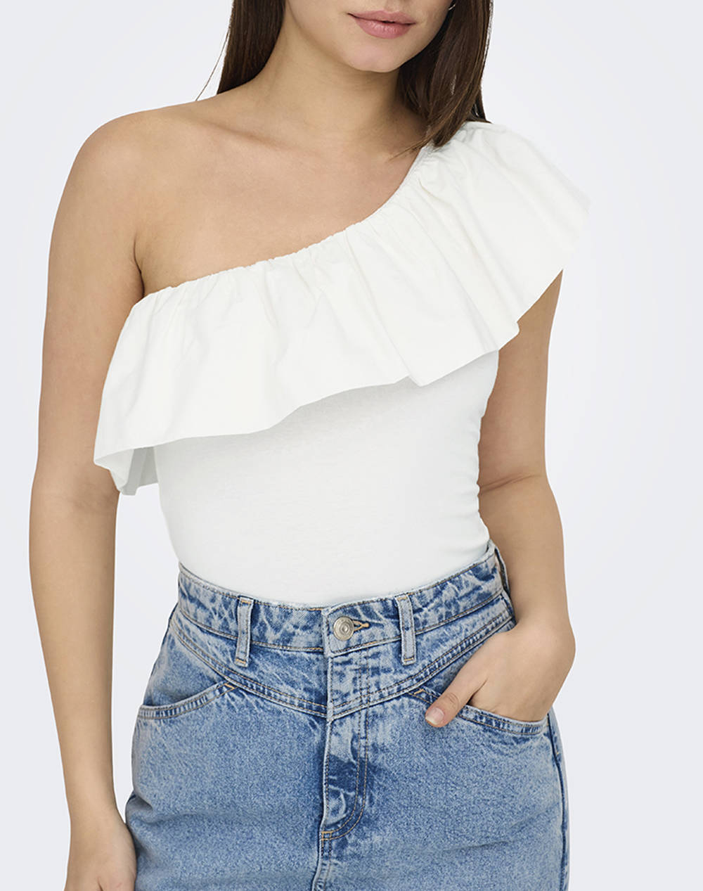 ONLY ONLSOFFY ONE SHOULDER MIX TOP BOX JRS