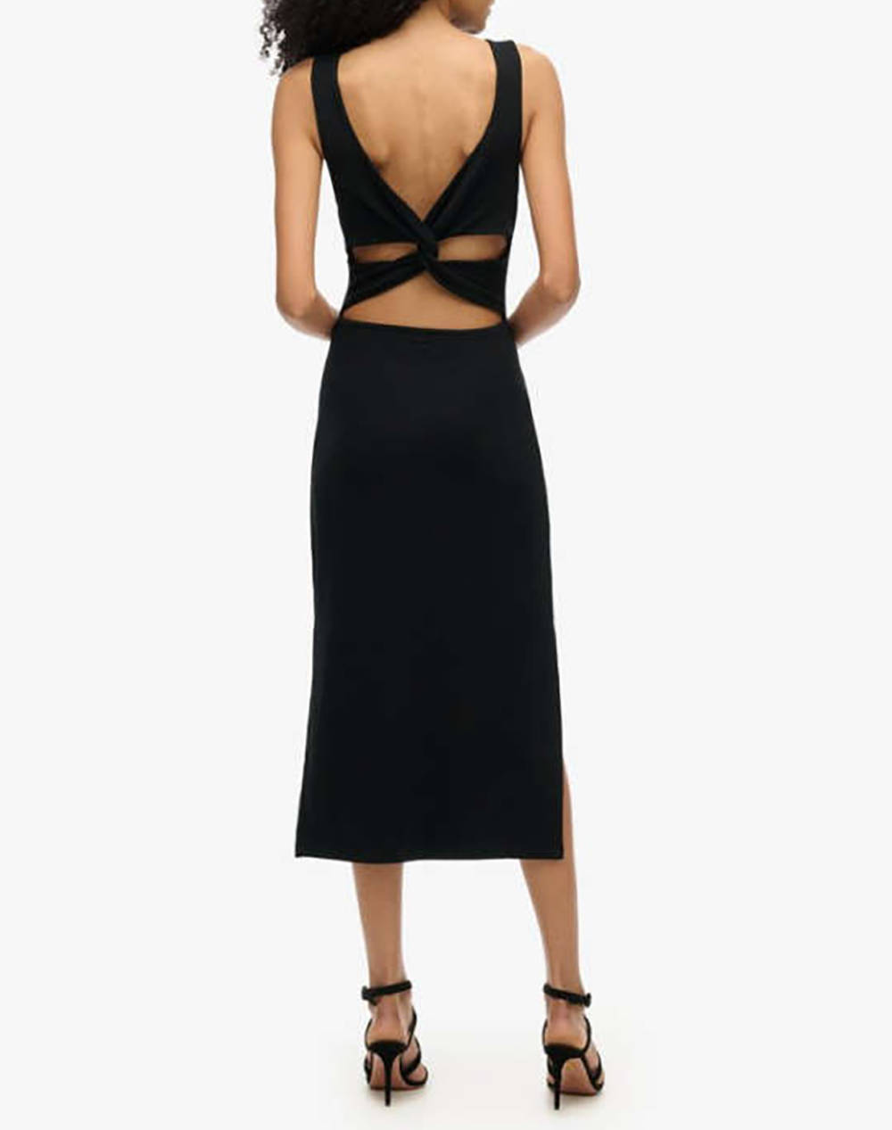 SUPERDRY D1 STUD JERSEY TWIST BACK MIDI DRESS ROCHIE DE DAMA