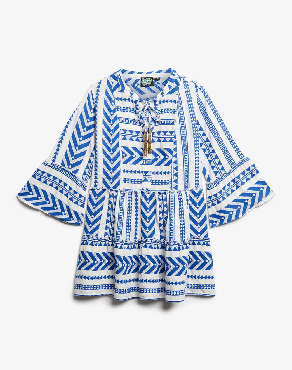 SUPERDRY D2 OVIN IBIZA LS TIERED MINI DRESS ROCHIE DE DAMA