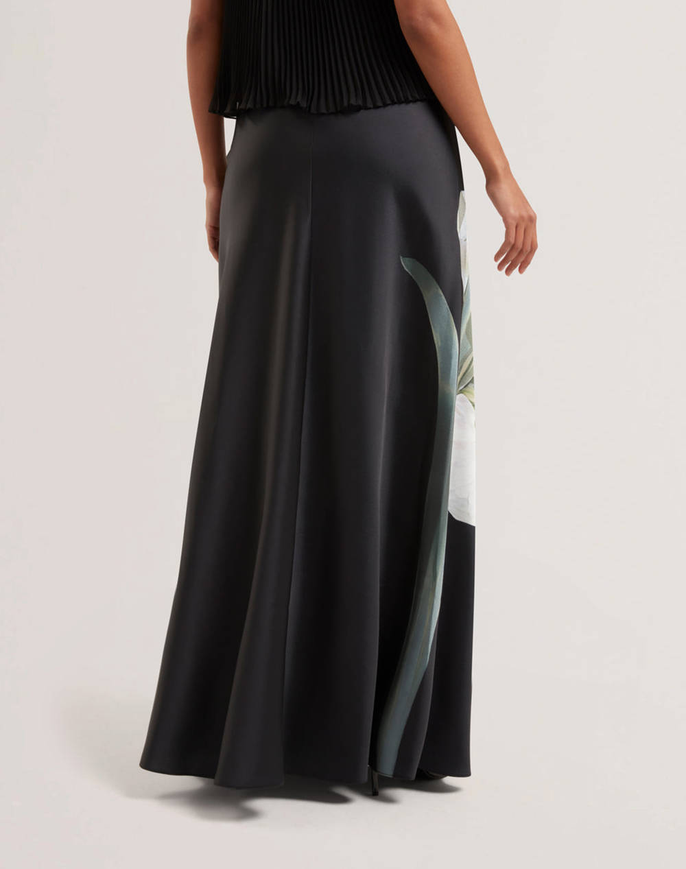 TED BAKER ZIONNA Satin Printed Maxi Skirt