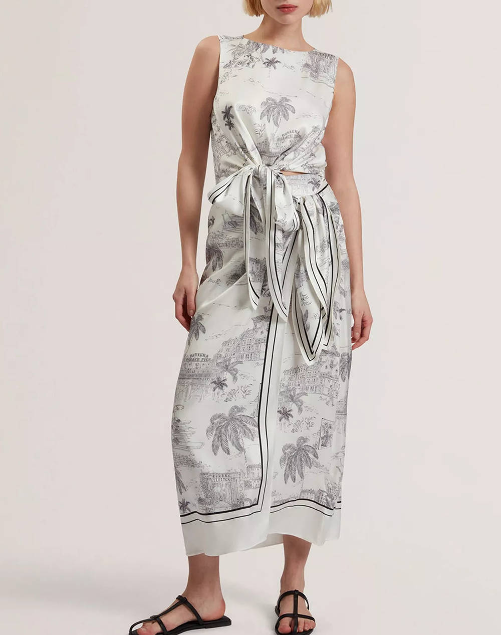 TED BAKER MELVA Knot Detail Wrap Over Midi Skirt