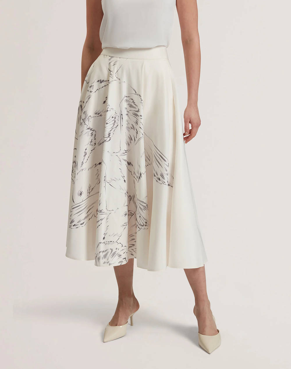 TED BAKER LAGUUNA Printed Ottoman Midi Skirt