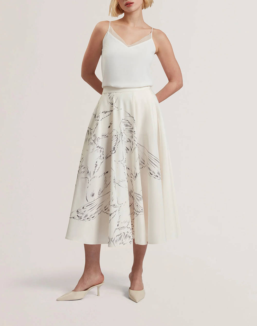 TED BAKER LAGUUNA Printed Ottoman Midi Skirt