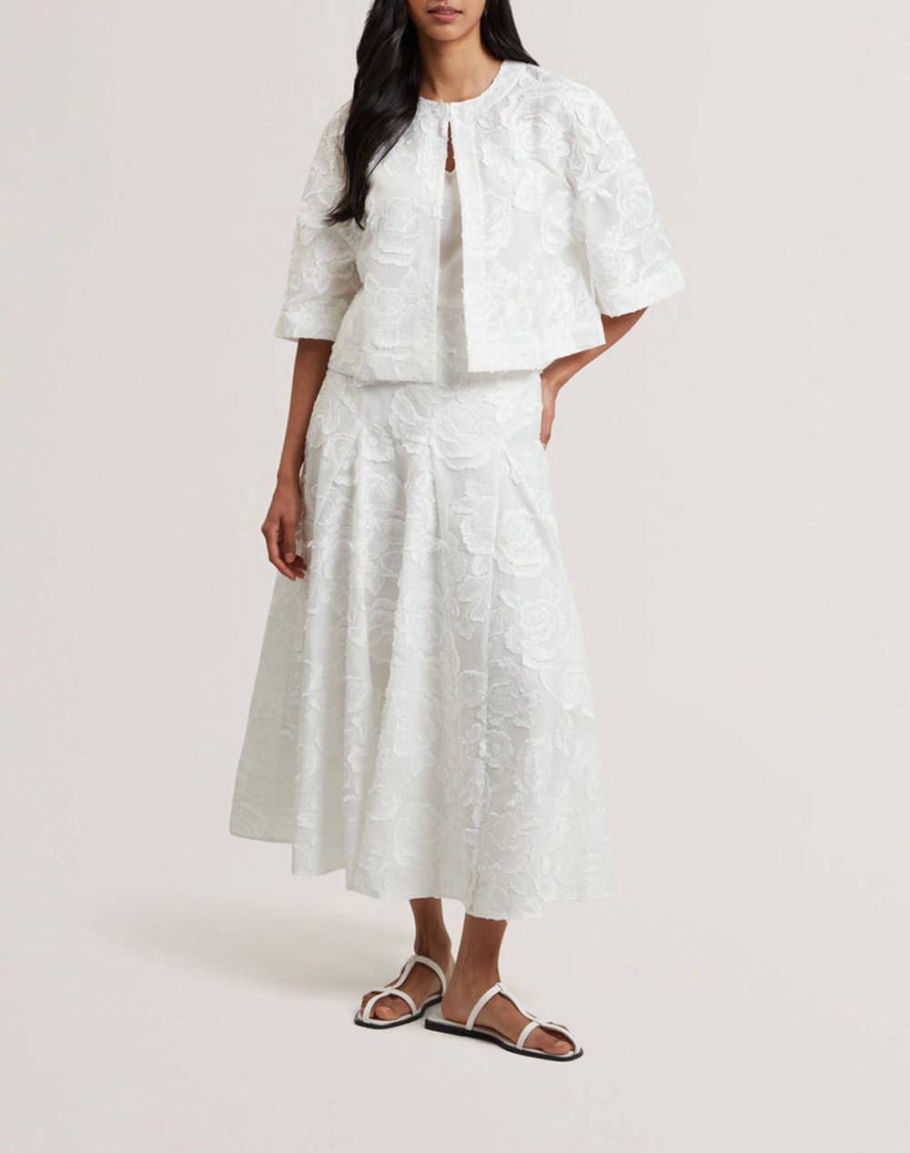 TED BAKER FAELA Collarless boxy fit cropped shirt