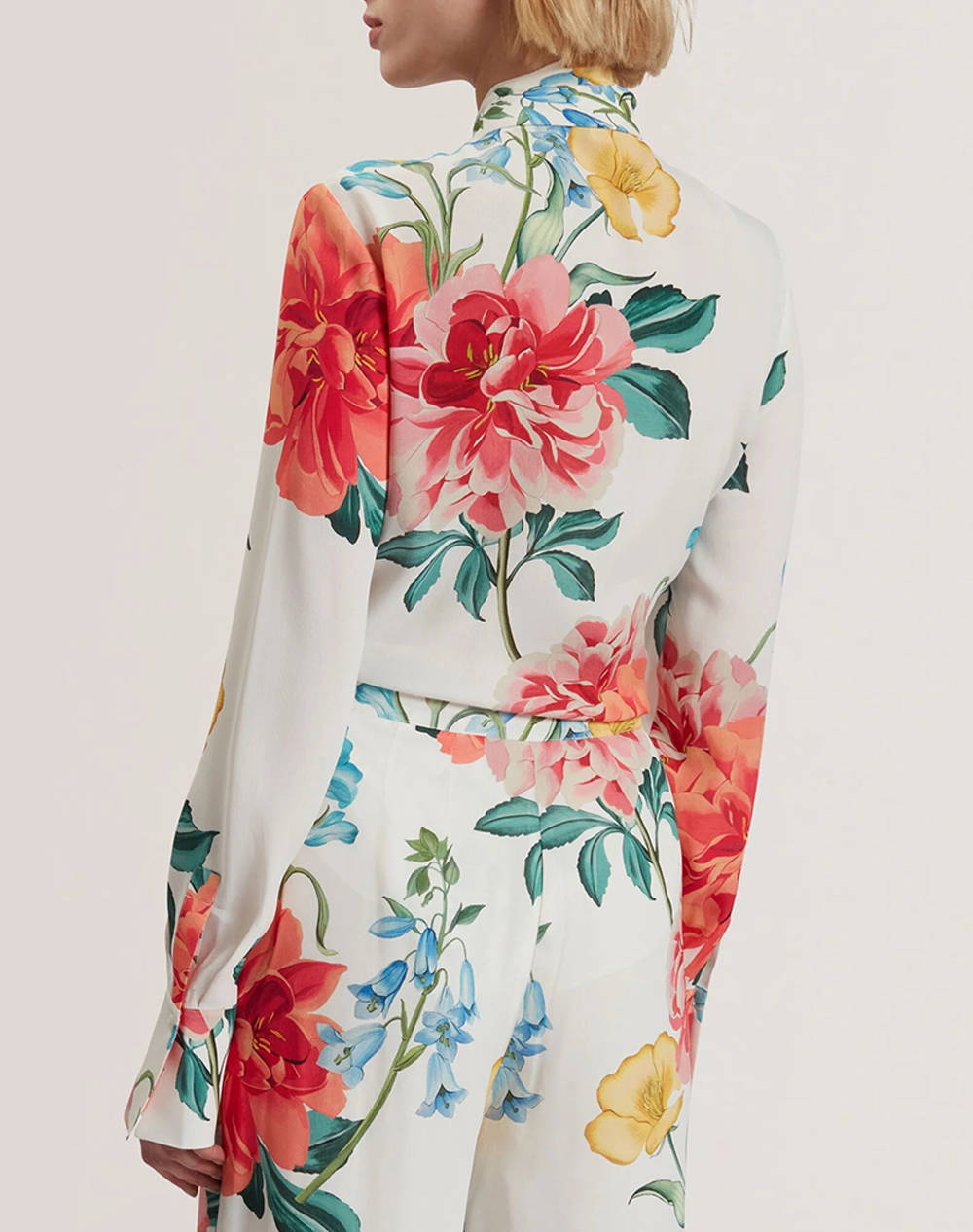 TED BAKER LUUSILE Scarf Detail Printed Long Sleeve Blouse