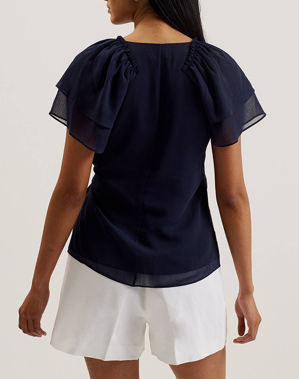 TED BAKER NOBORA Short Sleeve with Frill Detail Wrap Top