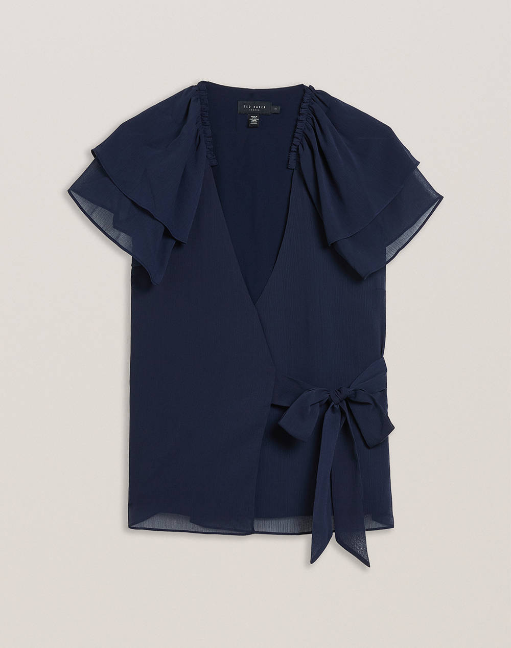 TED BAKER NOBORA Short Sleeve with Frill Detail Wrap Top