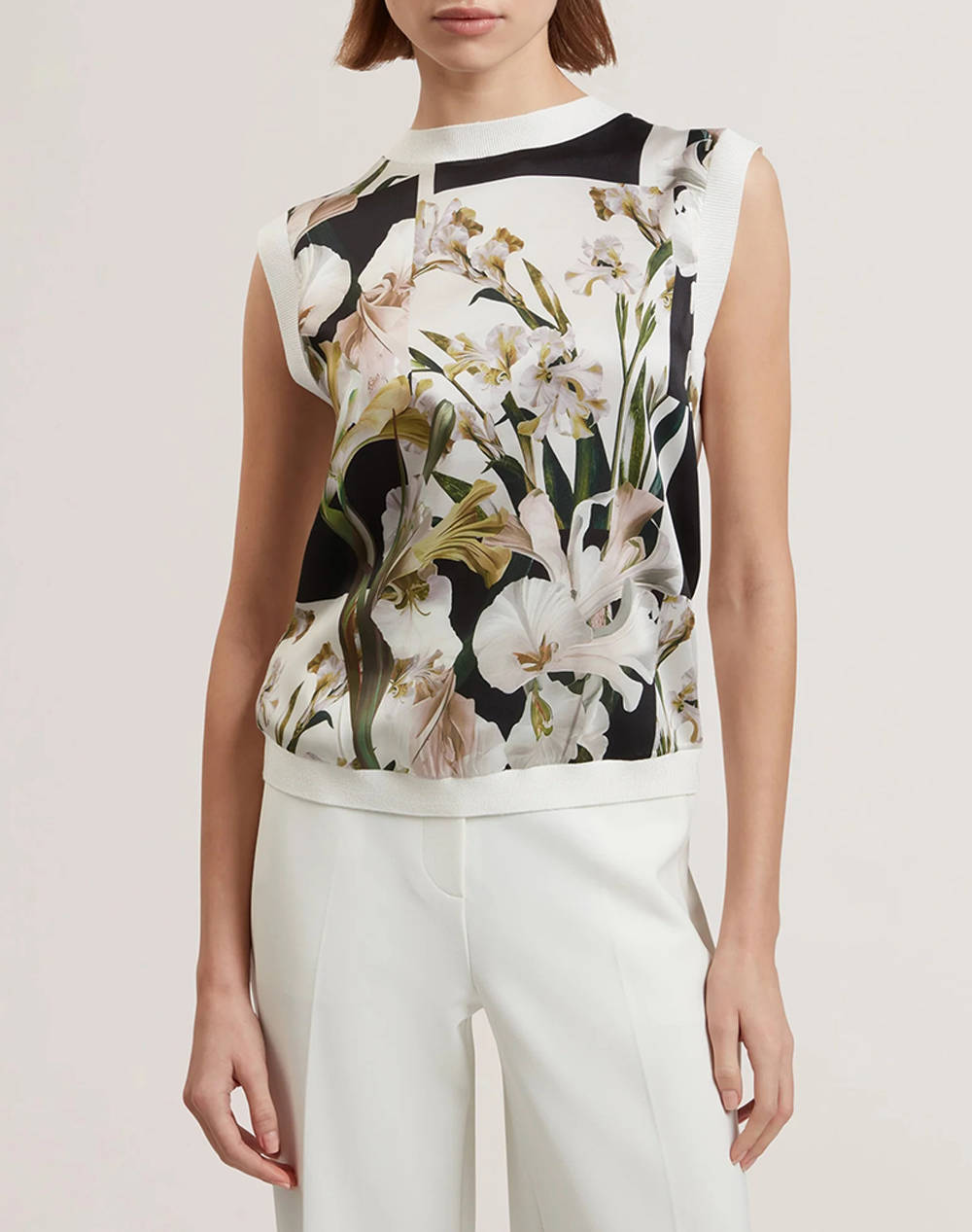 TED BAKER LIILEA Printed Woven Front Tank Top