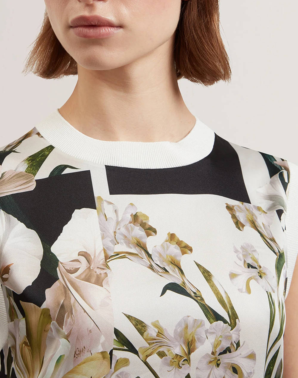 TED BAKER LIILEA Printed Woven Front Tank Top