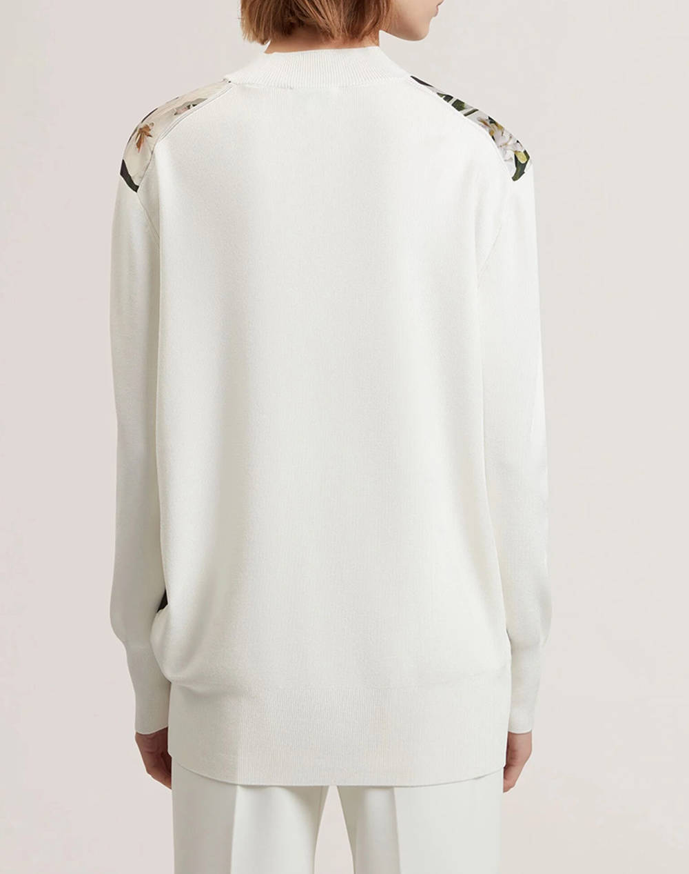 TED BAKER BELVIAA Printed Woven Front Cardgan