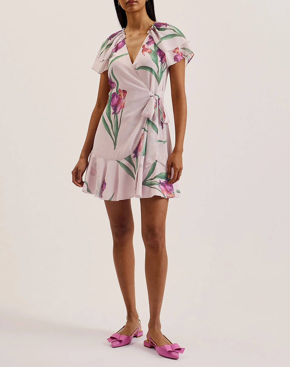 TED BAKER FASNIA Angel Sleeve Wrap Mini Dress