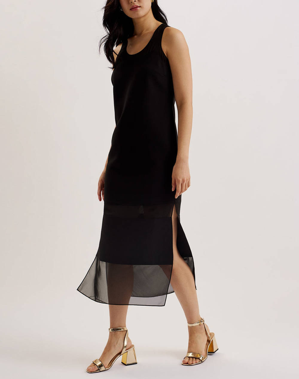 TED BAKER MEPHORA Sleeveless Midi Dress With Panel Detail