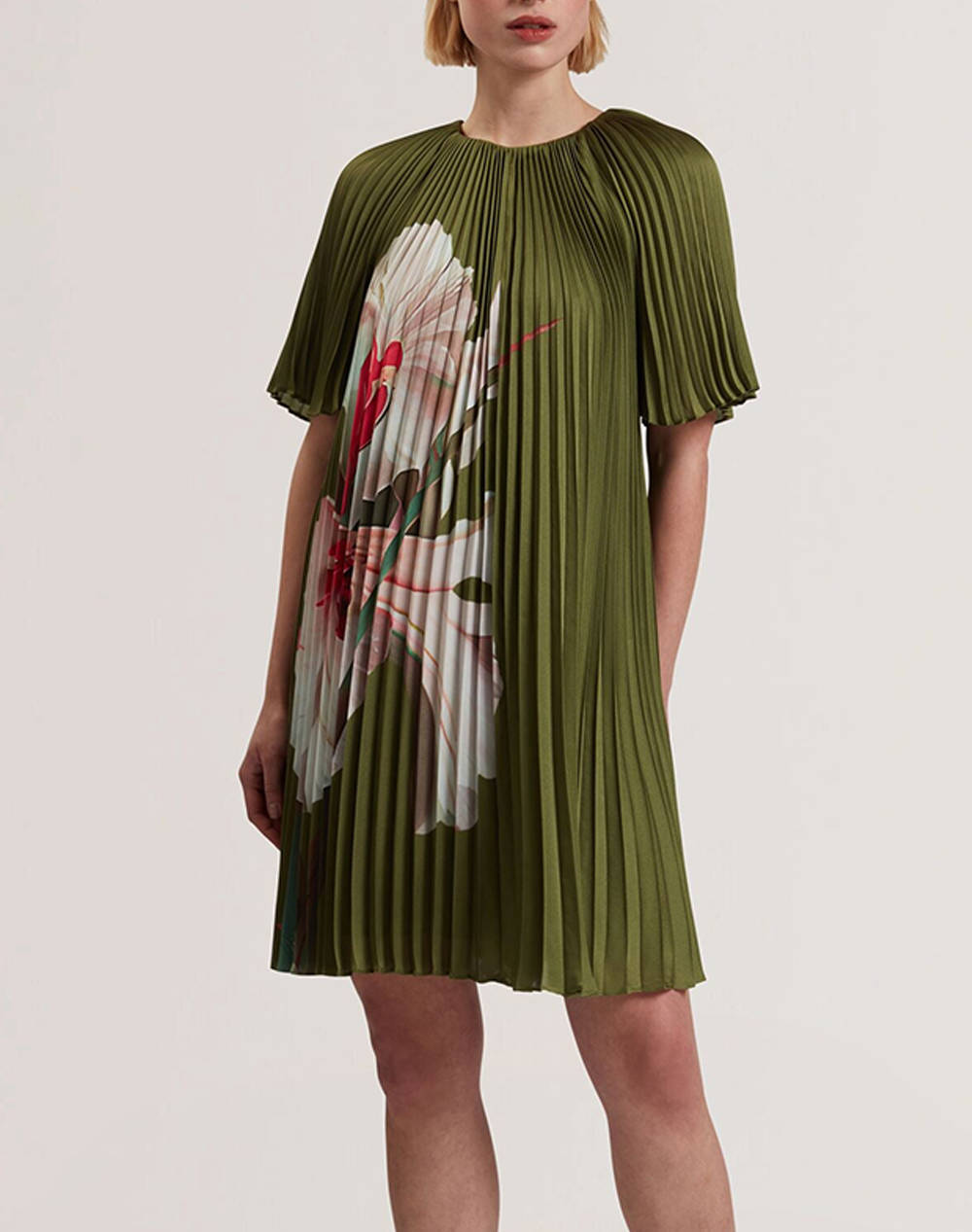 TED BAKER VINLAA Short Sleeve Pleated Mini Dress