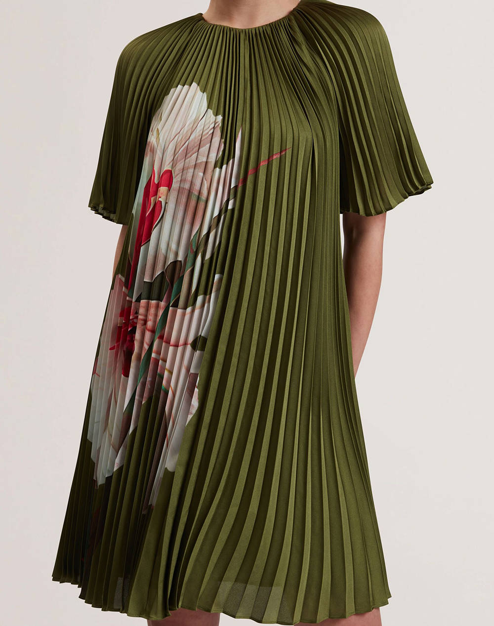 TED BAKER VINLAA Short Sleeve Pleated Mini Dress