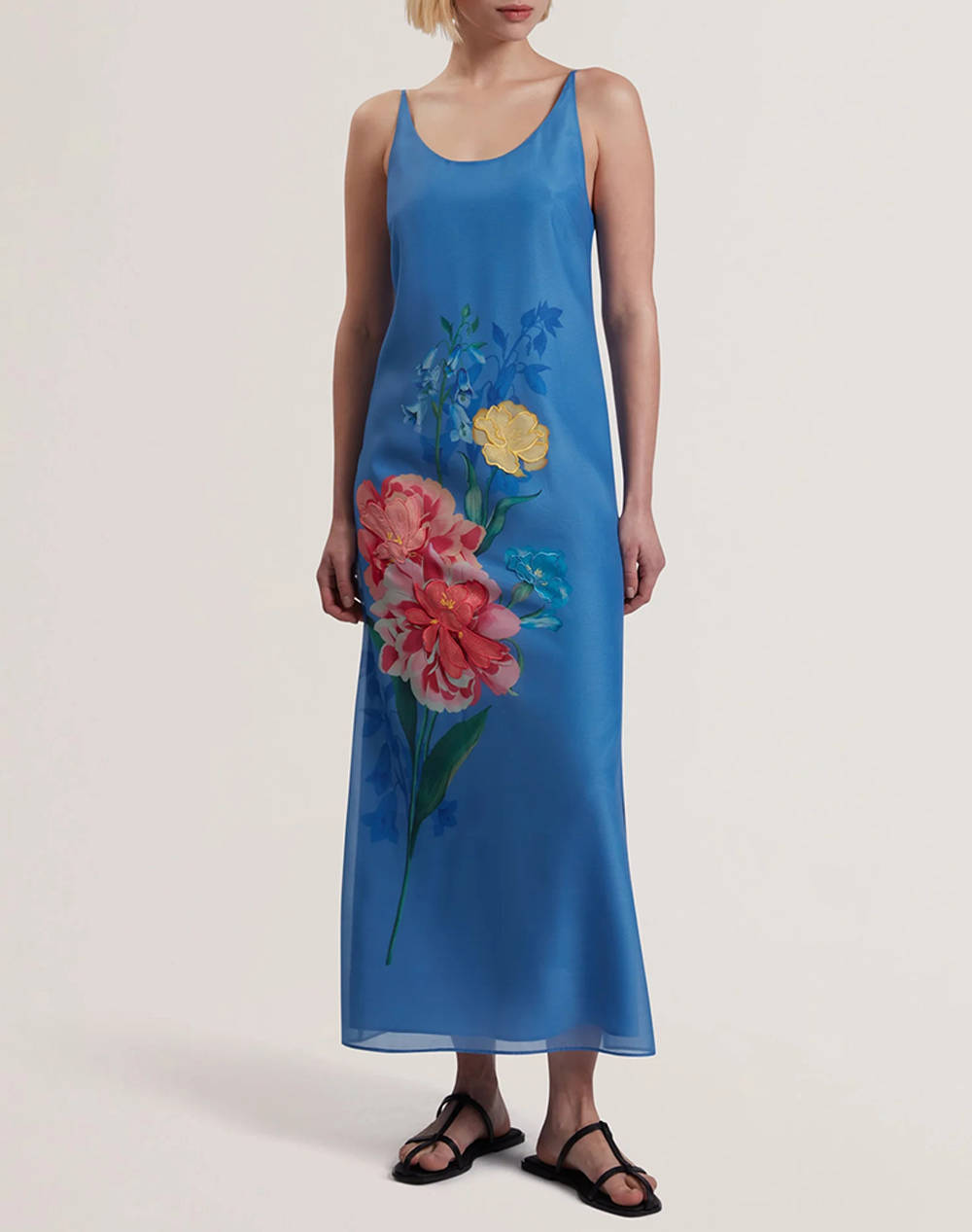TED BAKER FAYDA Organza Scoop Neck Midi Dress