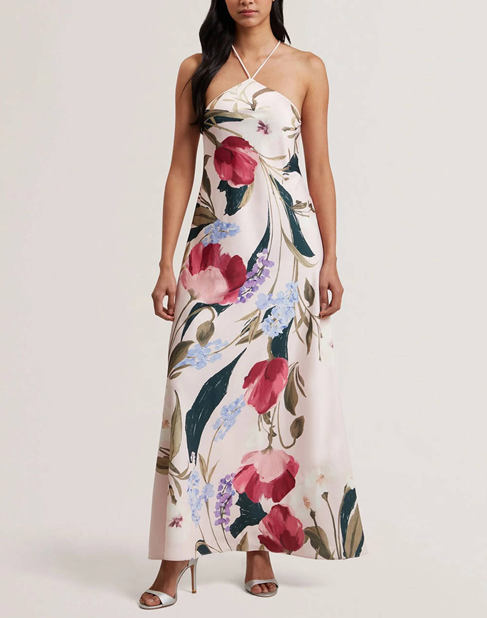 TED BAKER ALMARIA Halter Neck Bias Cut Maxi Dress