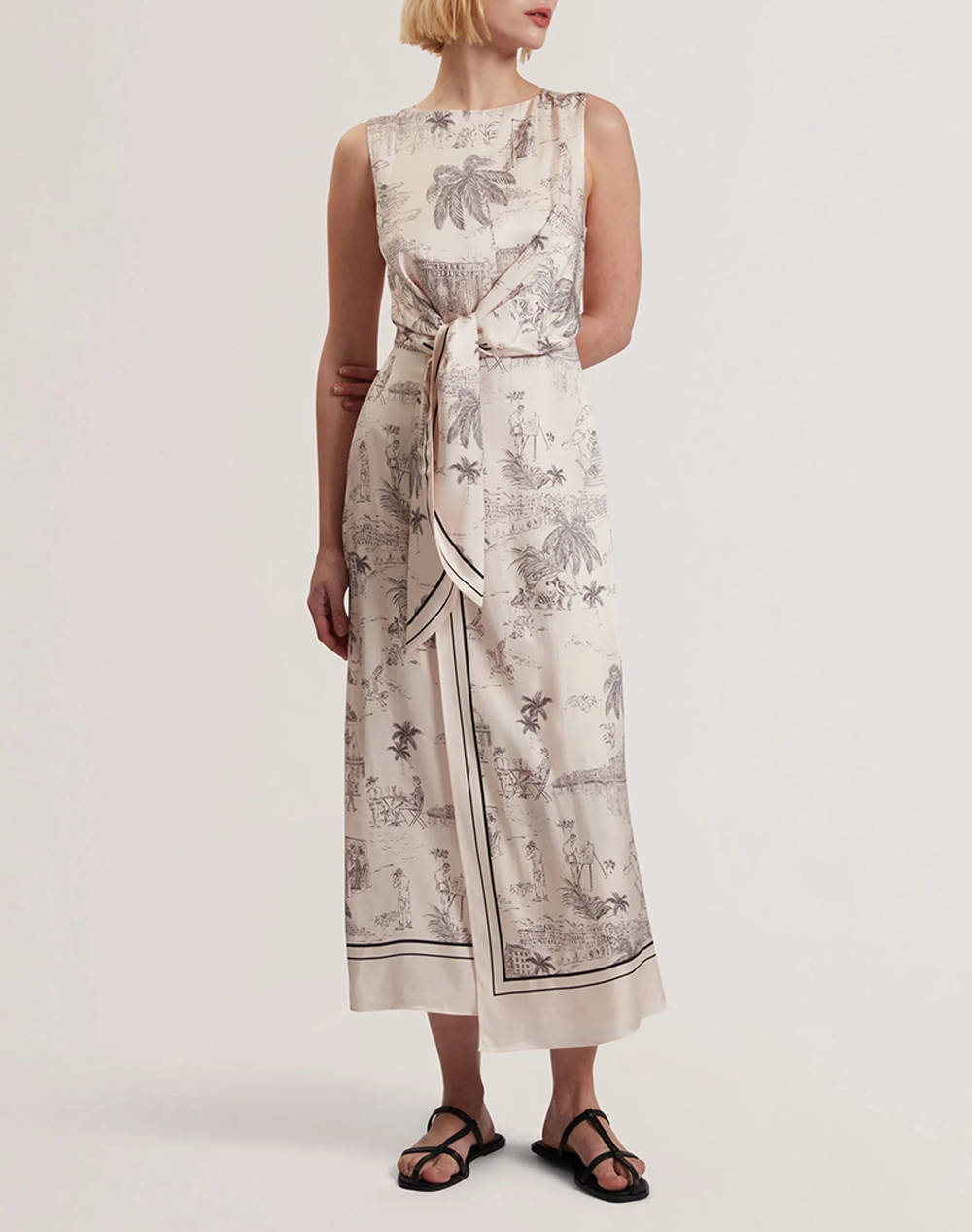 TED BAKER MARRONA Knot Detail Wrap Over Midi Dress