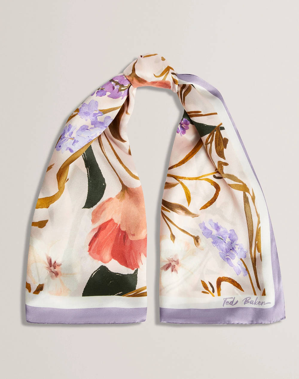 TED BAKER NICLAE Printed Silk Square Scarf