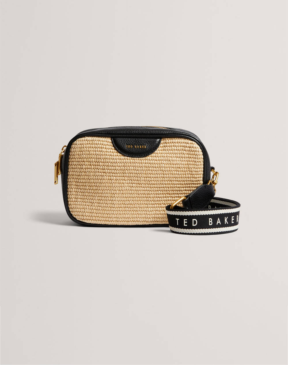 TED BAKER BARDAS Webbing Faux Raffia Camera Crossbody Bag (Dimensiuni: 21 x 15 x 6cm.)