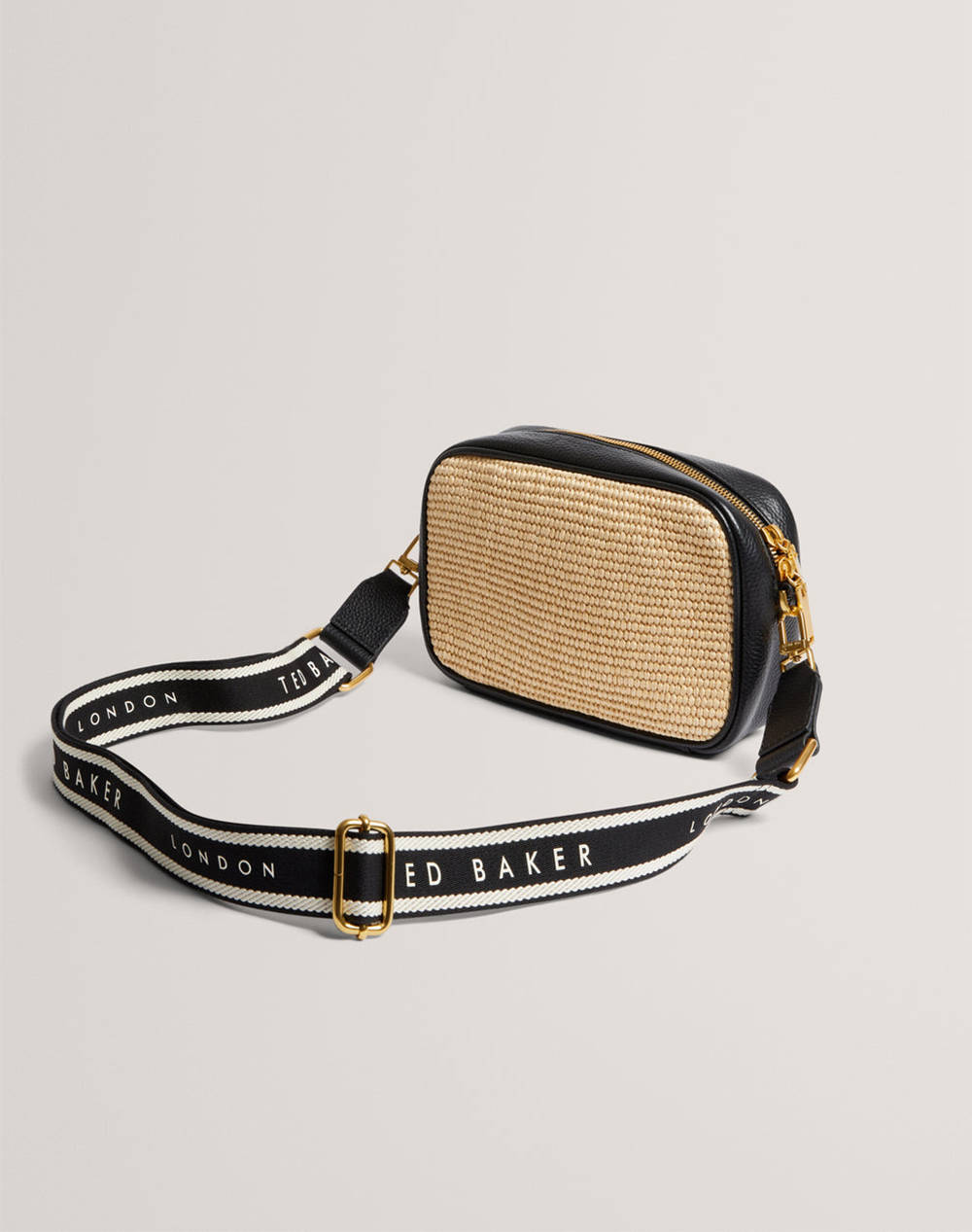 TED BAKER BARDAS Webbing Faux Raffia Camera Crossbody Bag (Dimensiuni: 21 x 15 x 6cm.)
