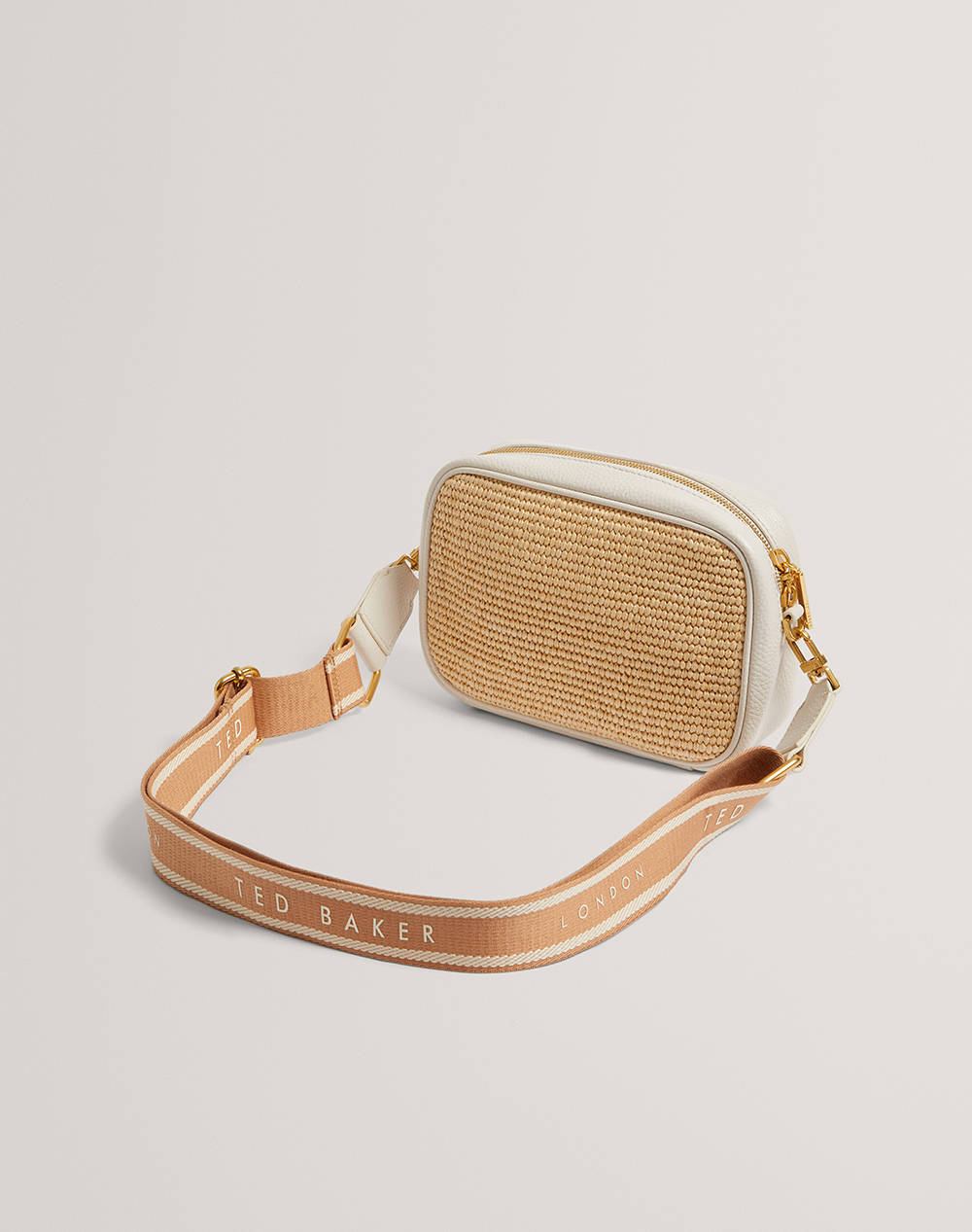 TED BAKER BARDAS Webbing Faux Raffia Camera Crossbody Bag (Dimensiuni: 21 x 15 x 6cm.)