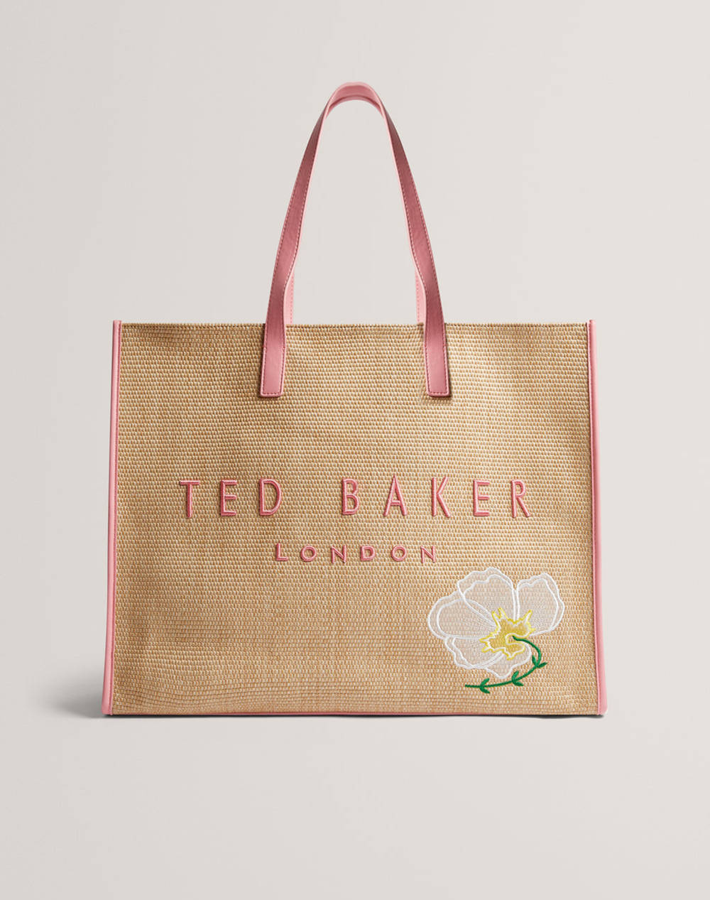 TED BAKER FLORAFF Floral Applique Extra Large Raffia Icon Bag (Dimensiuni: 36 x 45 x 14 cm.)