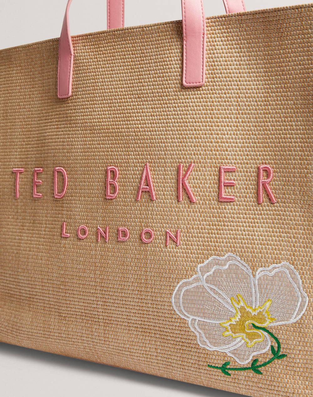 TED BAKER FLORAFF Floral Applique Extra Large Raffia Icon Bag (Dimensiuni: 36 x 45 x 14 cm.)