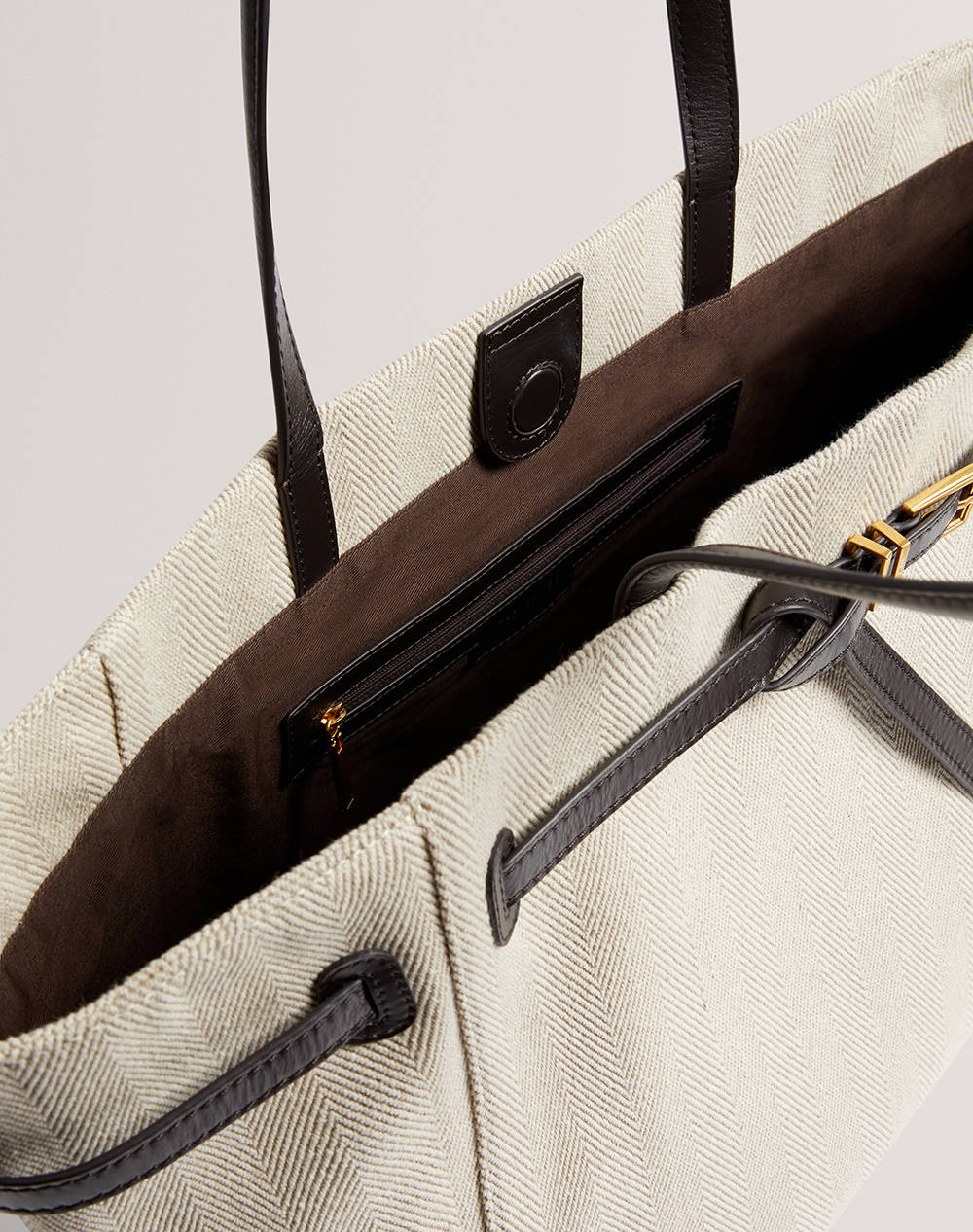 TED BAKER TAFANIE Belted Herringbone Canvas Large Tote Bag