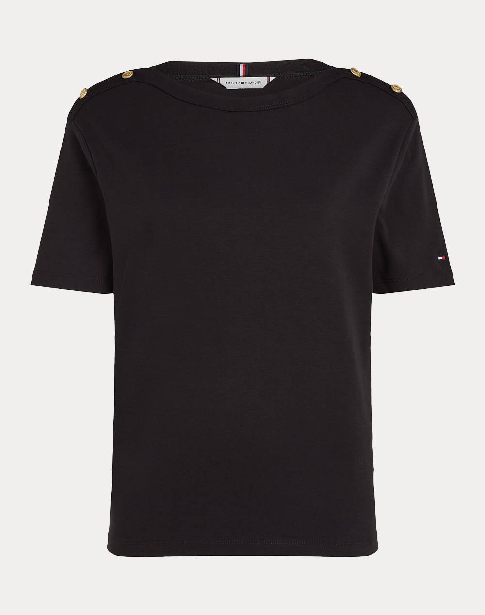 TOMMY HILFIGER REG STRIPE GOLD BTN C-NK SS