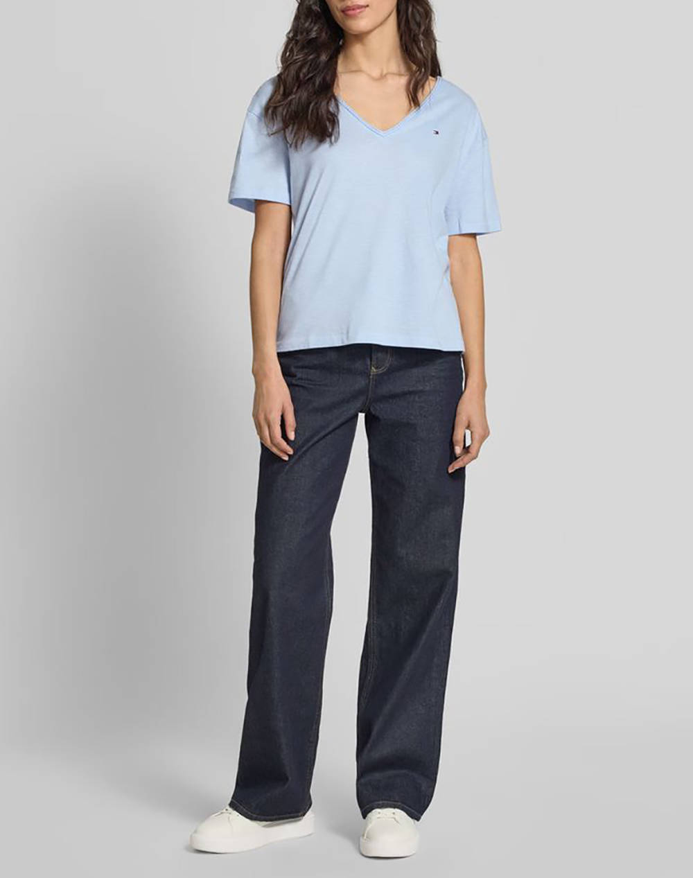 TOMMY HILFIGER SLUB CROP V-NK SS