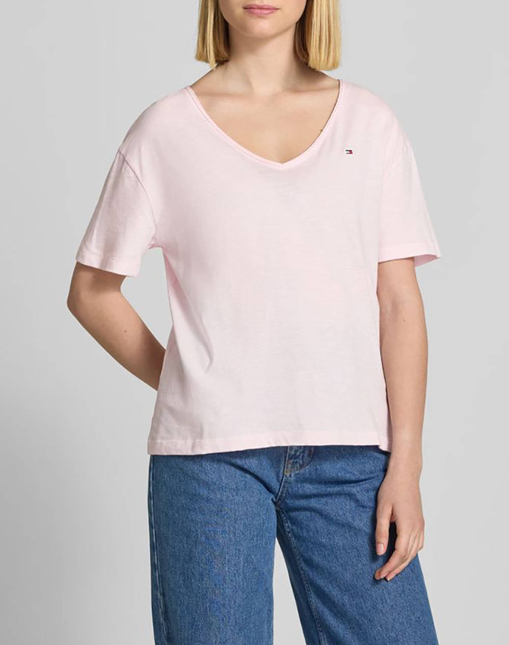 TOMMY HILFIGER SLUB CROP V-NK SS