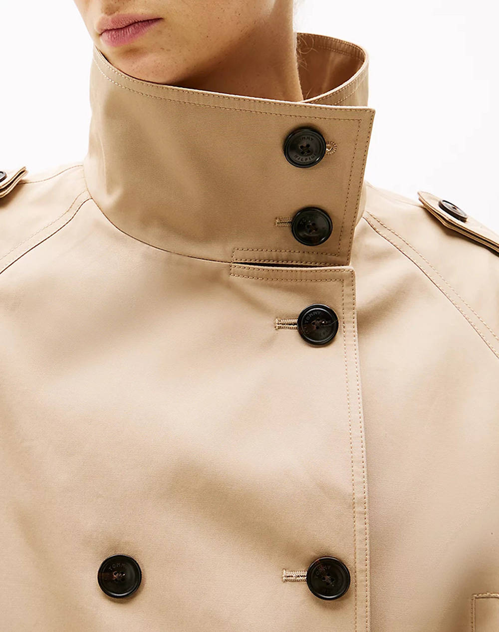 TOMMY HILFIGER COTTON CROP TRENCH