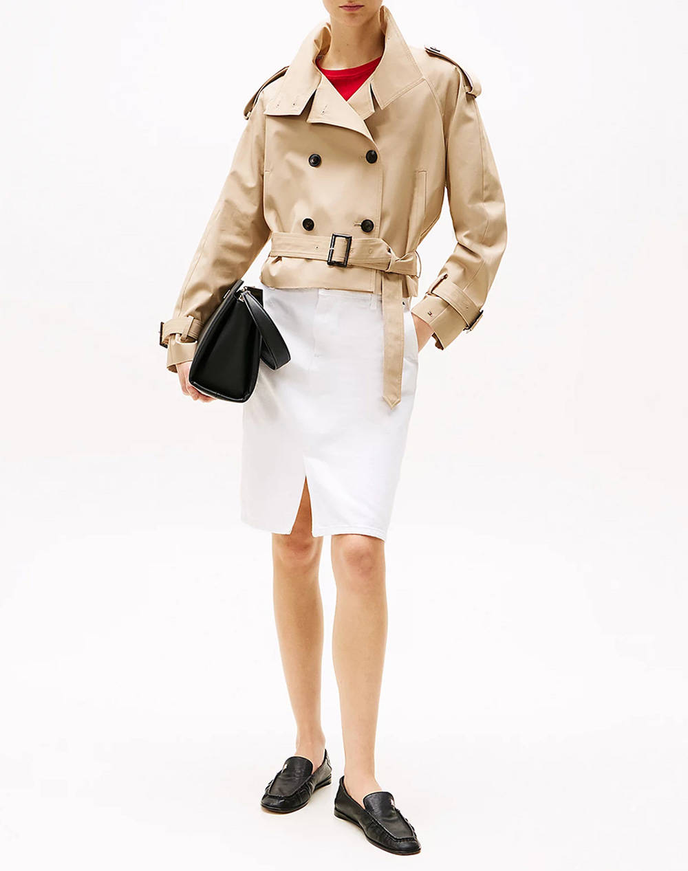 TOMMY HILFIGER COTTON CROP TRENCH