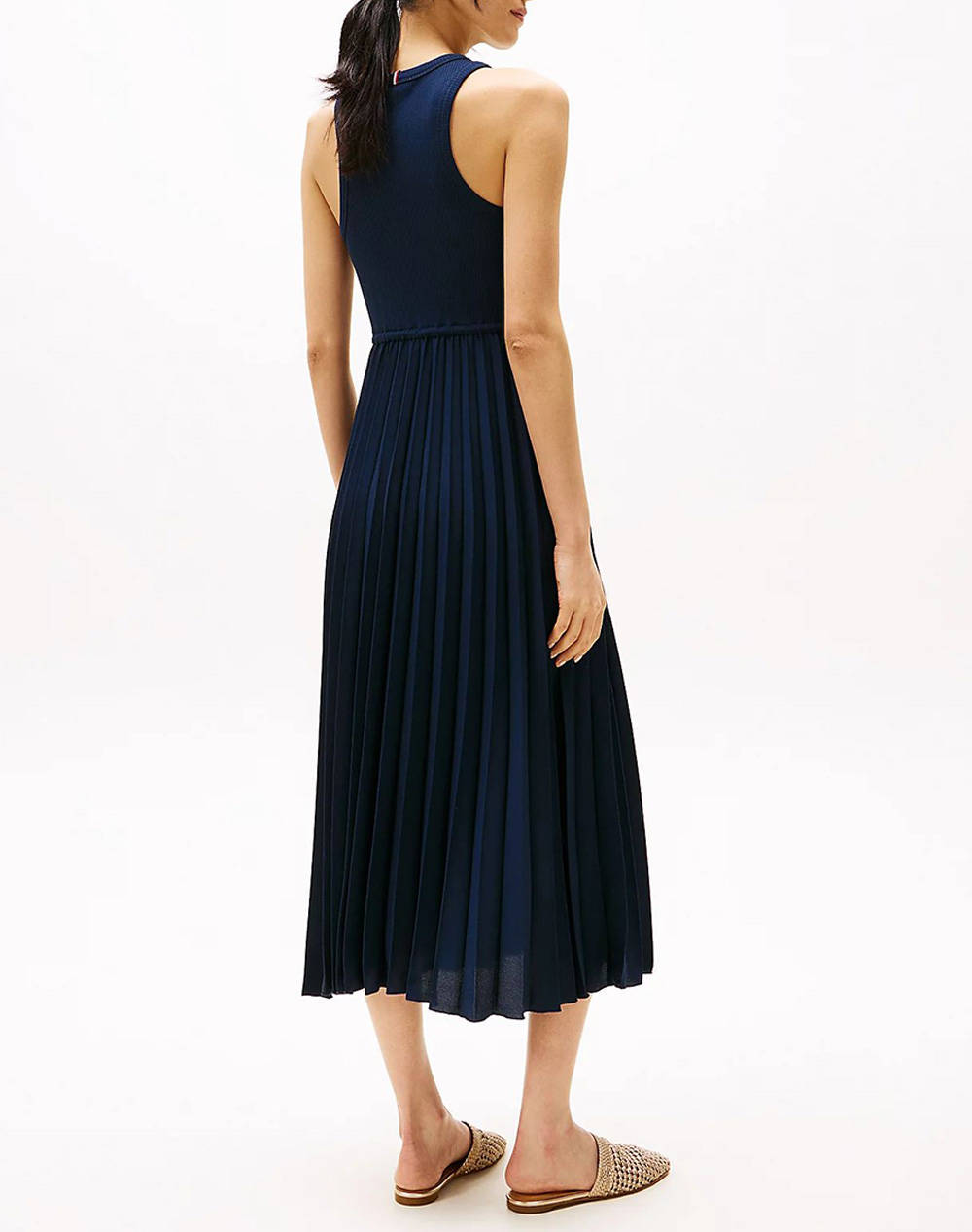 TOMMY HILFIGER RIB TANK PLEATED DRESS MIDI NS