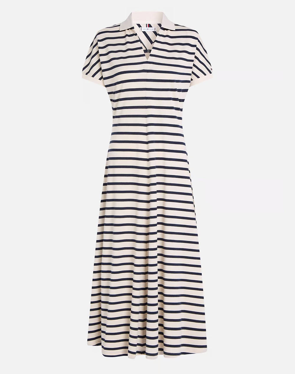 TOMMY HILFIGER LYOCELL OPEN-NK MIDI DRESS