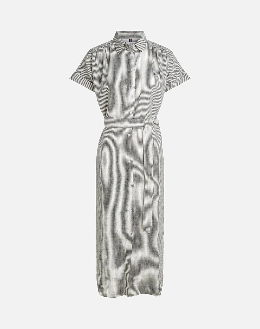 TOMMY HILFIGER ESS LINEN S/S MIDI SHIRT DRESS