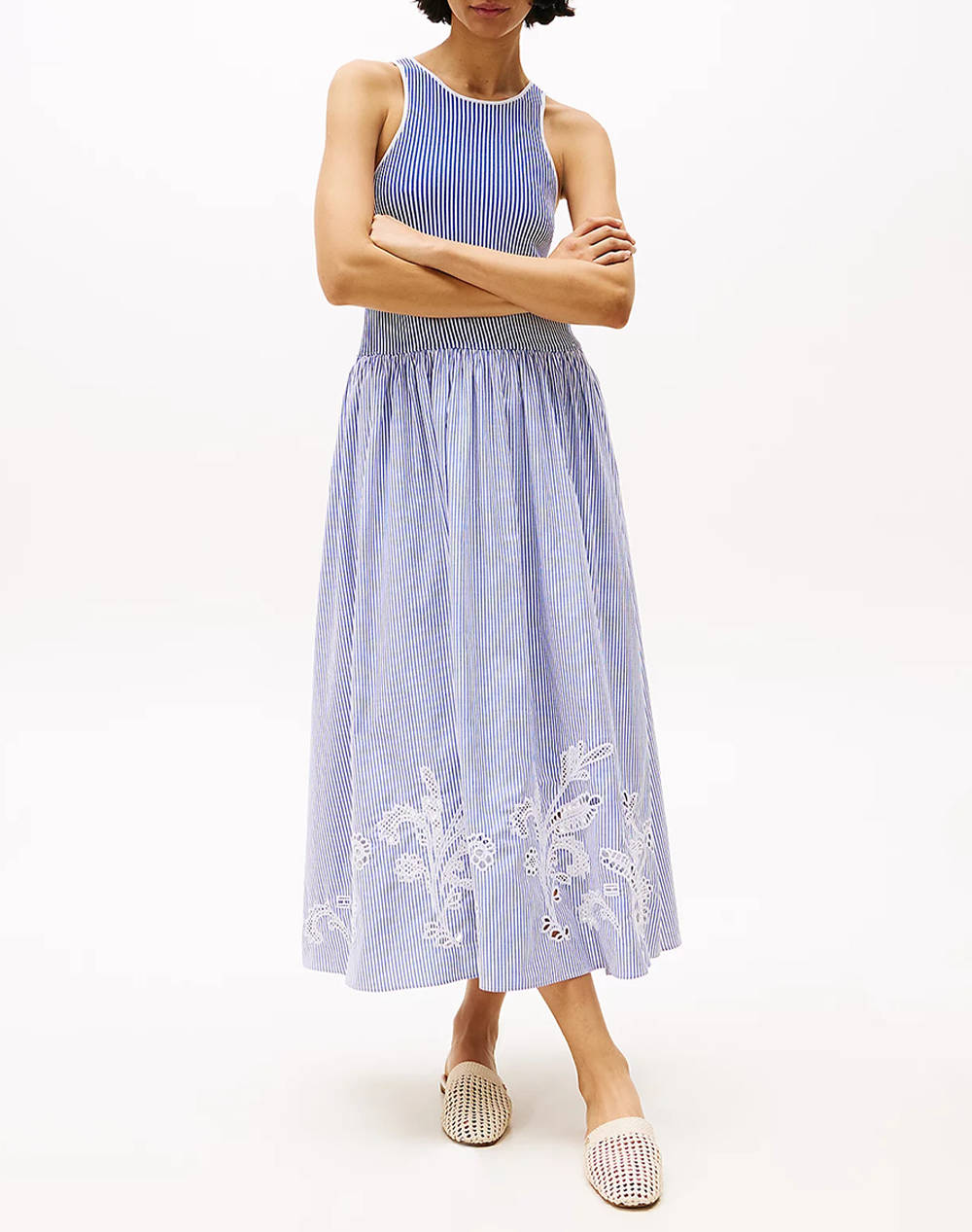 TOMMY HILFIGER BRODERIE ANGLAISE N/S LONG DRESS