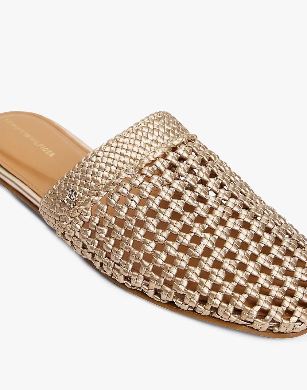 TOMMY HILFIGER CROCHET METALLIC LEATHER MULE