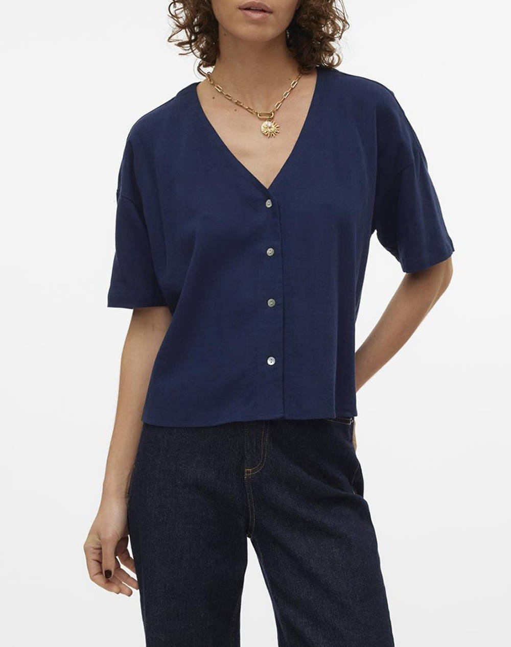 VERO MODA VMMYMILO 2/4 V-NECK SHIRT WVN GA