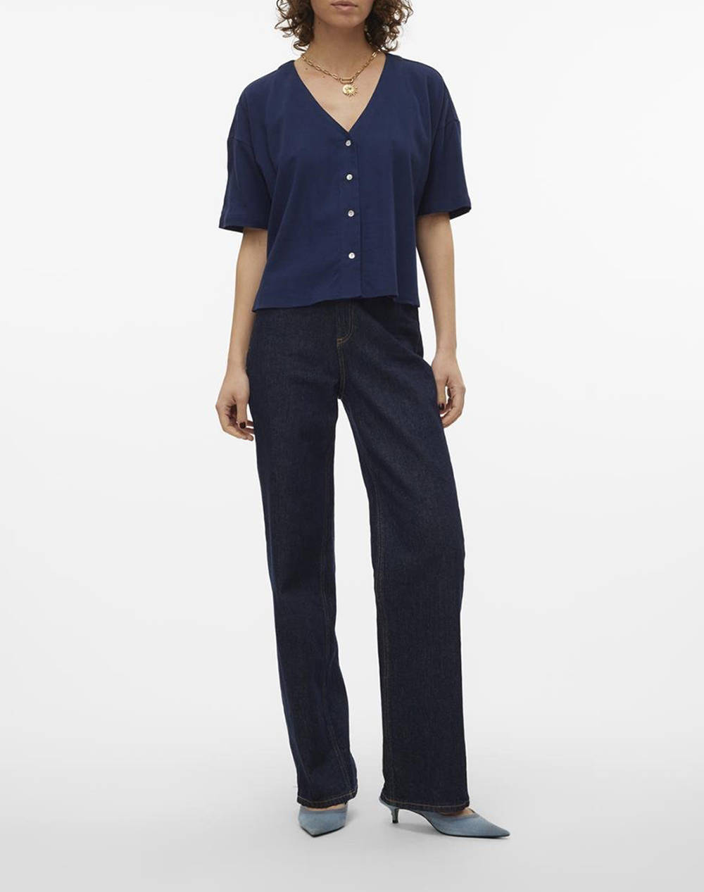 VERO MODA VMMYMILO 2/4 V-NECK SHIRT WVN GA