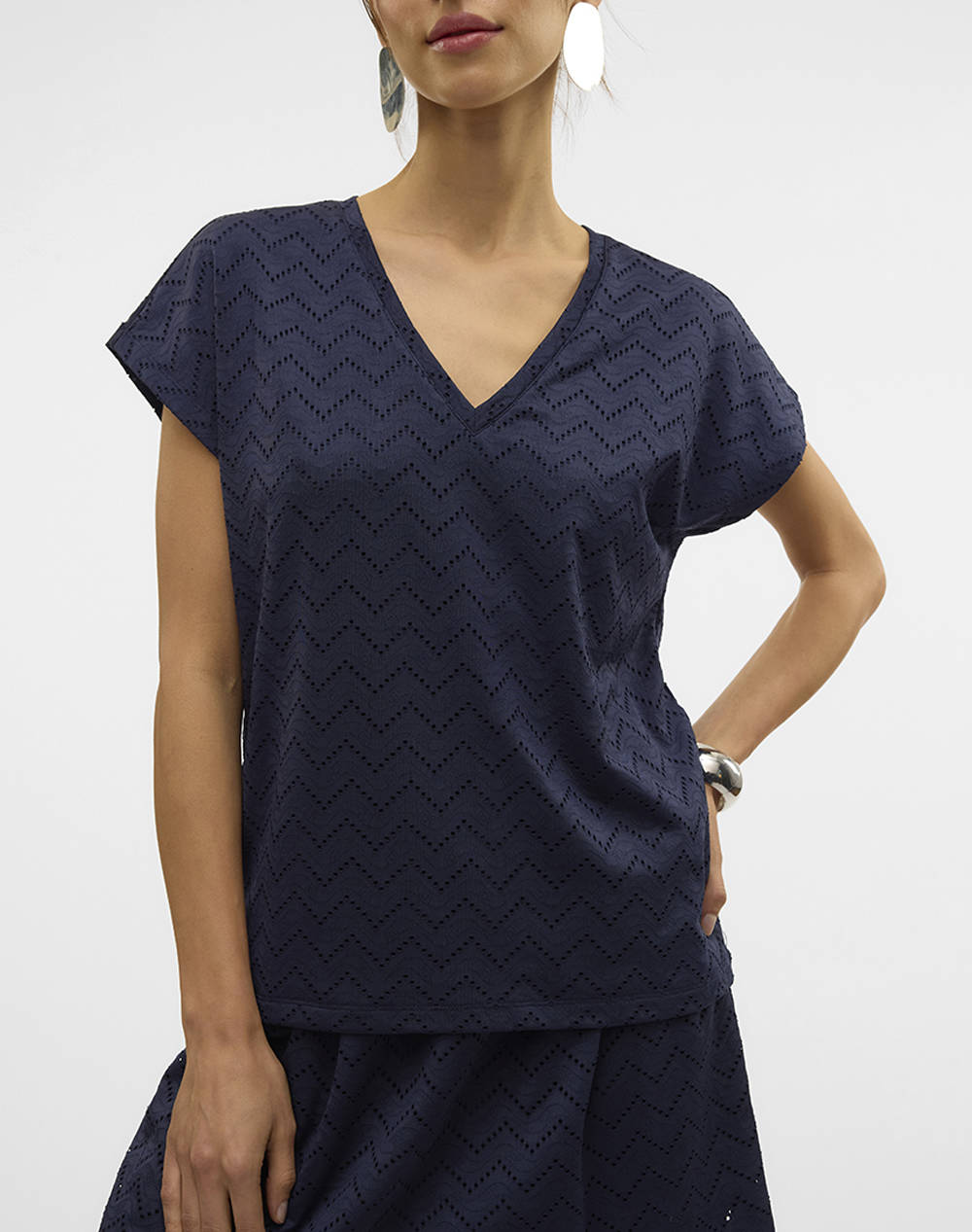 VERO MODA VMTHAS SS V-NECK TOP JRS GA VO