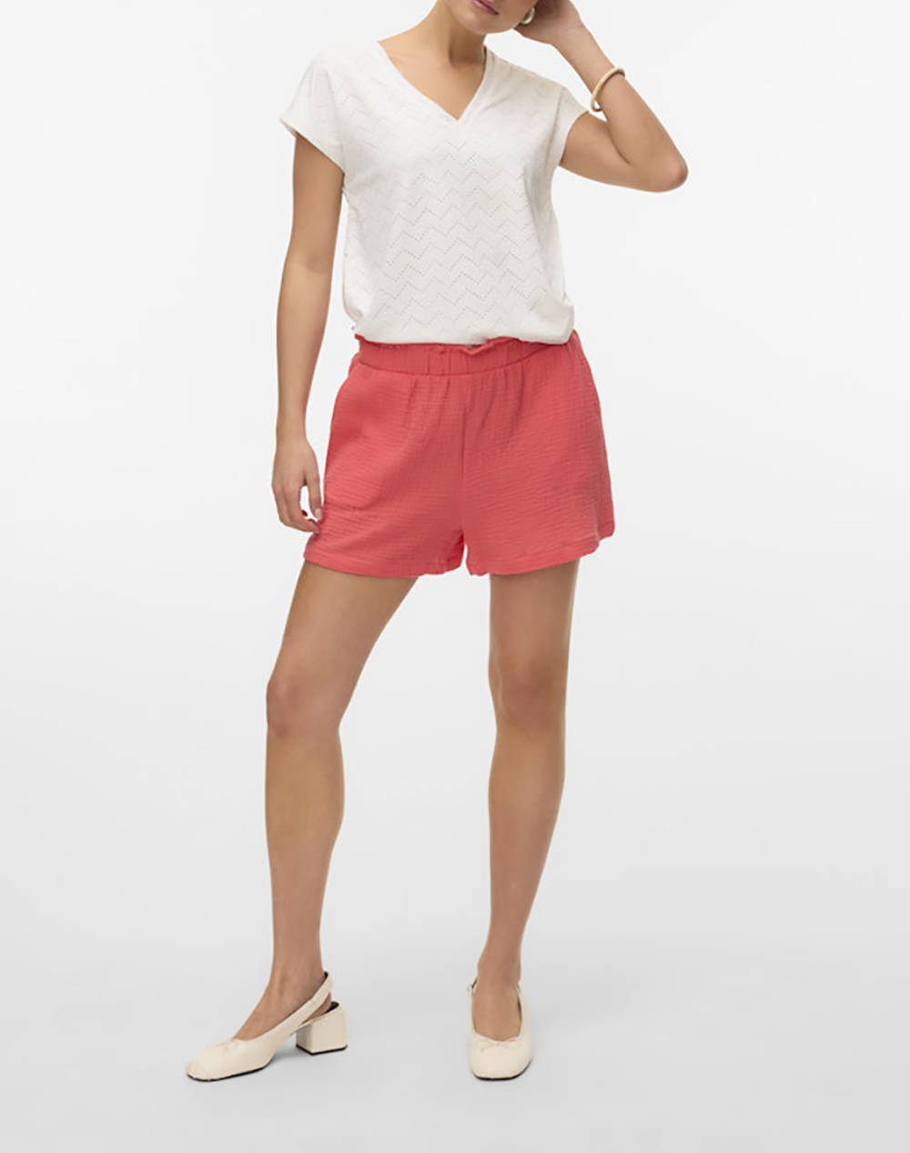 VERO MODA VMTHAS SS V-NECK TOP JRS GA VO