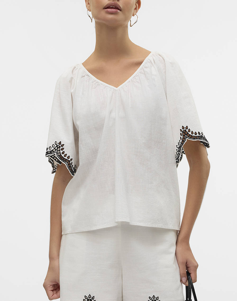 VERO MODA VMDIANA 2/4 V-NECK TOP WVN BTQ