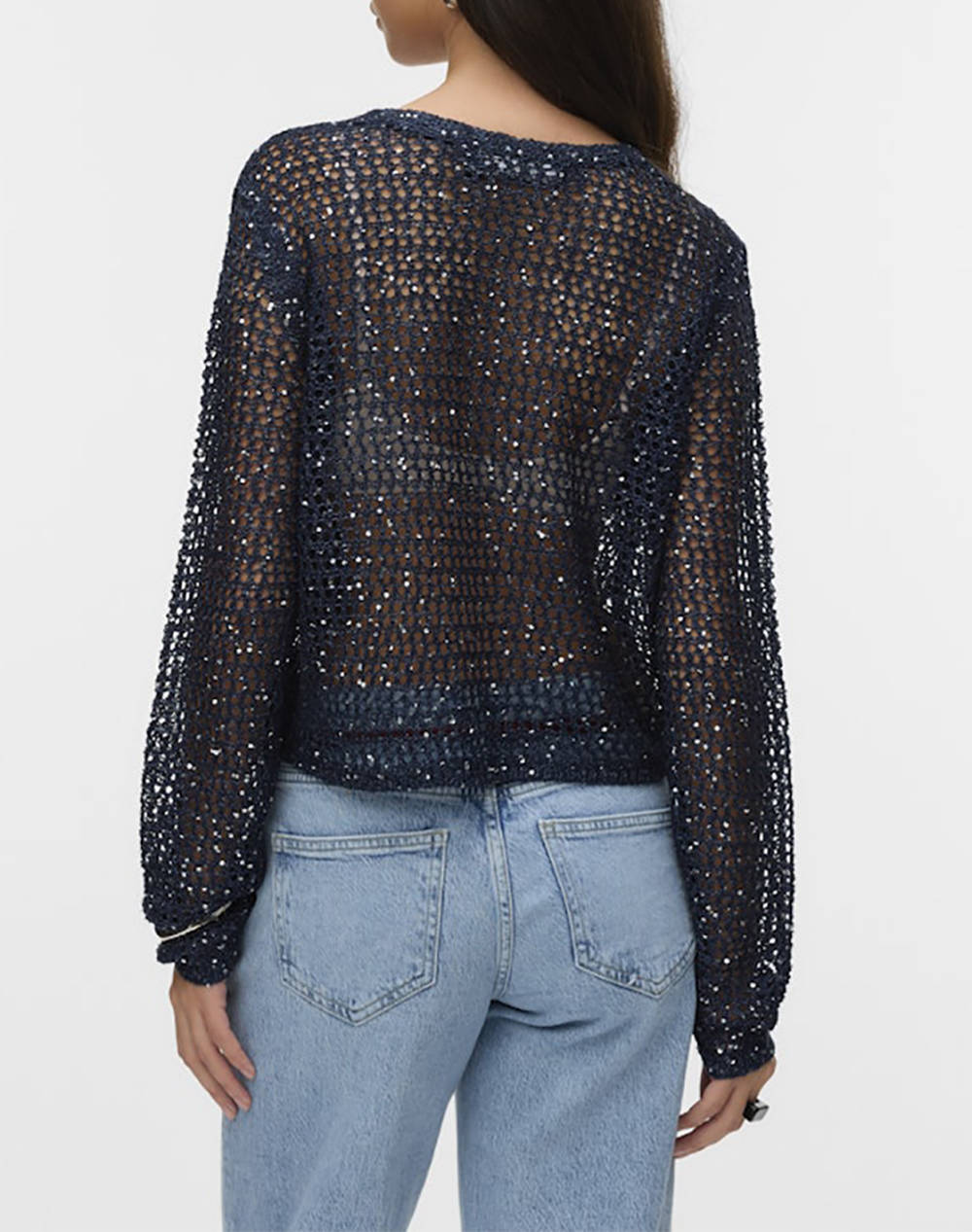 VERO MODA VMLEILANI GLITTER LS V-NECK SHORT CARDI