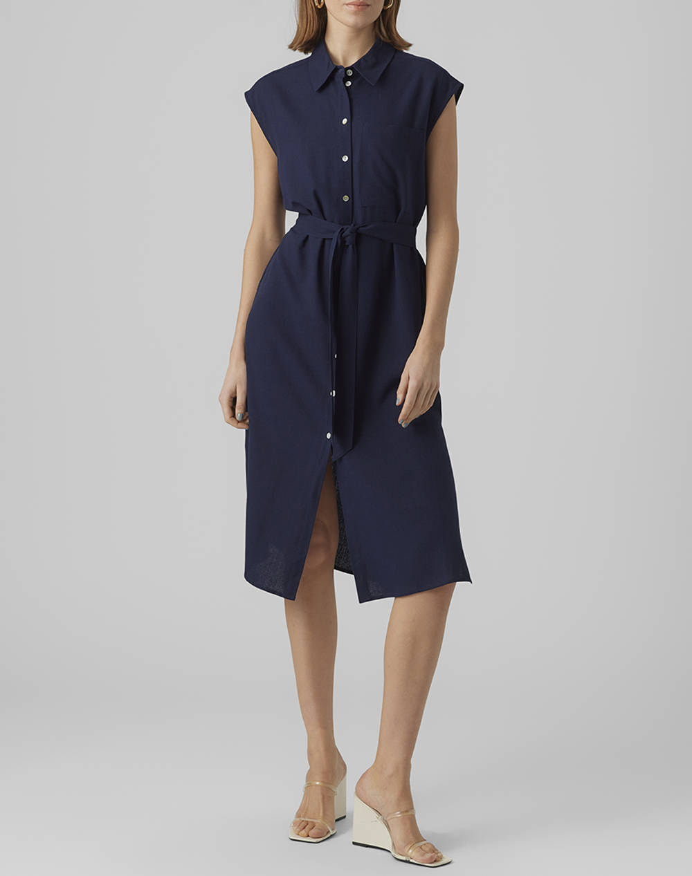 VERO MODA VMMYMILO SL CALF SHIRT DRESS WVN GA