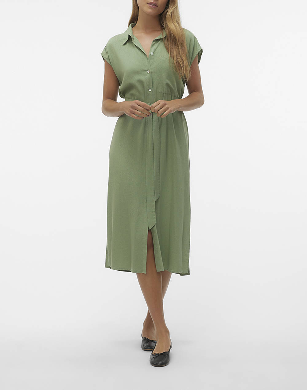 VERO MODA VMMYMILO SL CALF SHIRT DRESS WVN GA