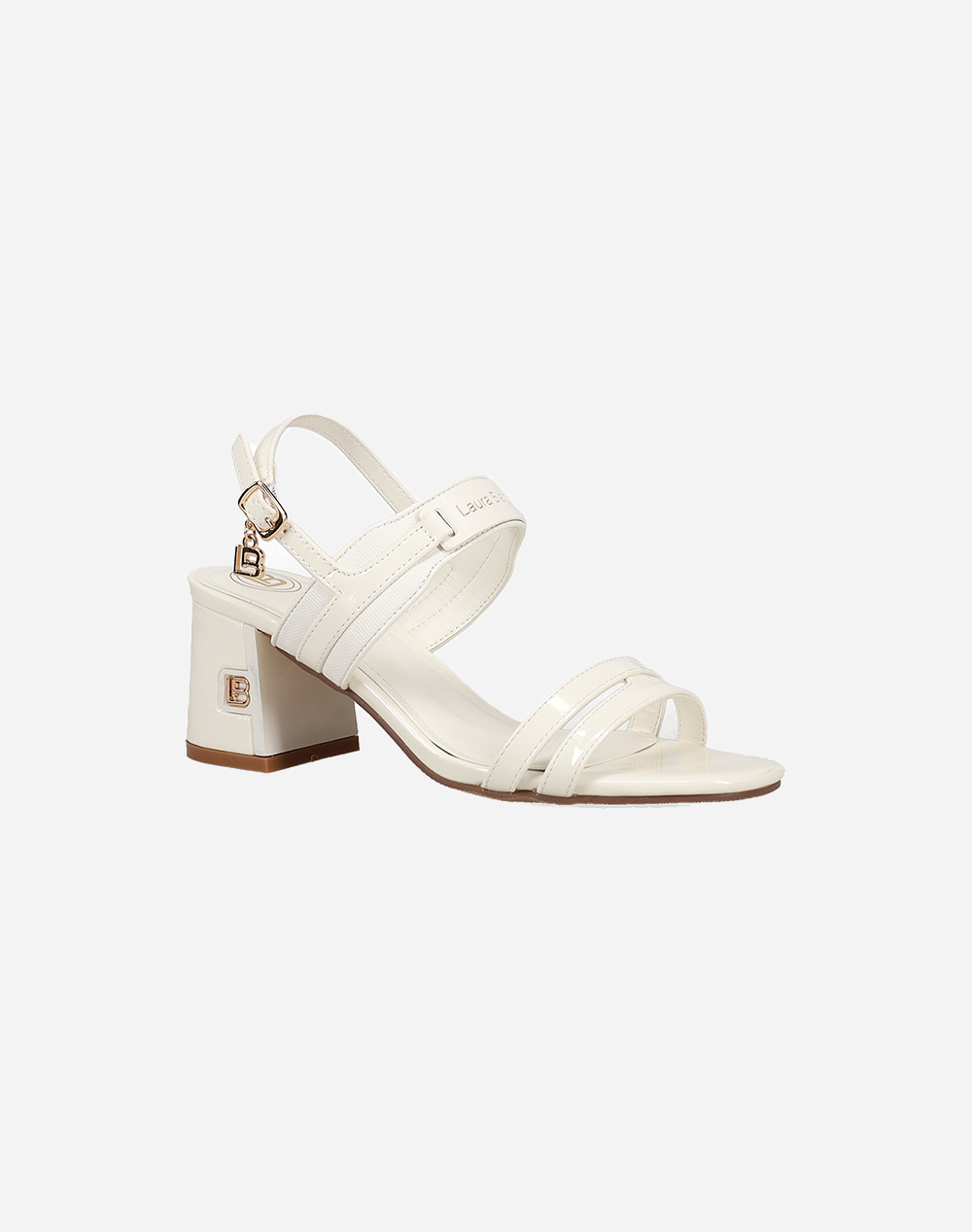 LAURA BIAGIOTTI 9048 SANDALE LACUITE CU DOUA BARETE SI CUREA WHITE