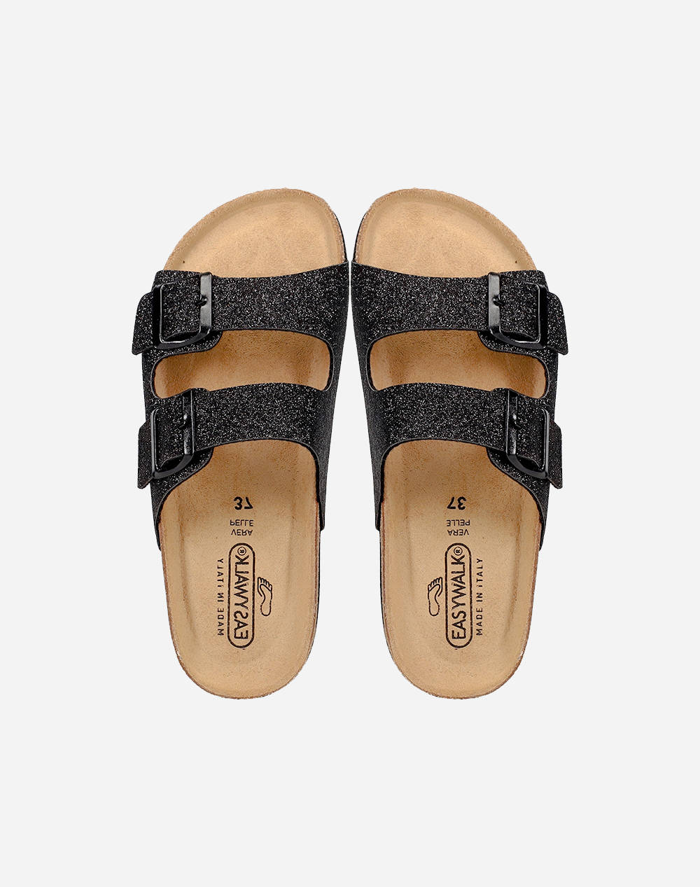 EASYWALK 335P20630S SANDALE CU GLITTER & CATARAMA BLACK
