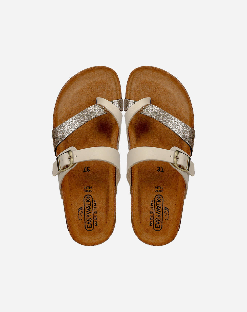 EASYWALK 335A311S SANDALE CU BARETE TRANSVERSALE & CATARAMA BEIGE