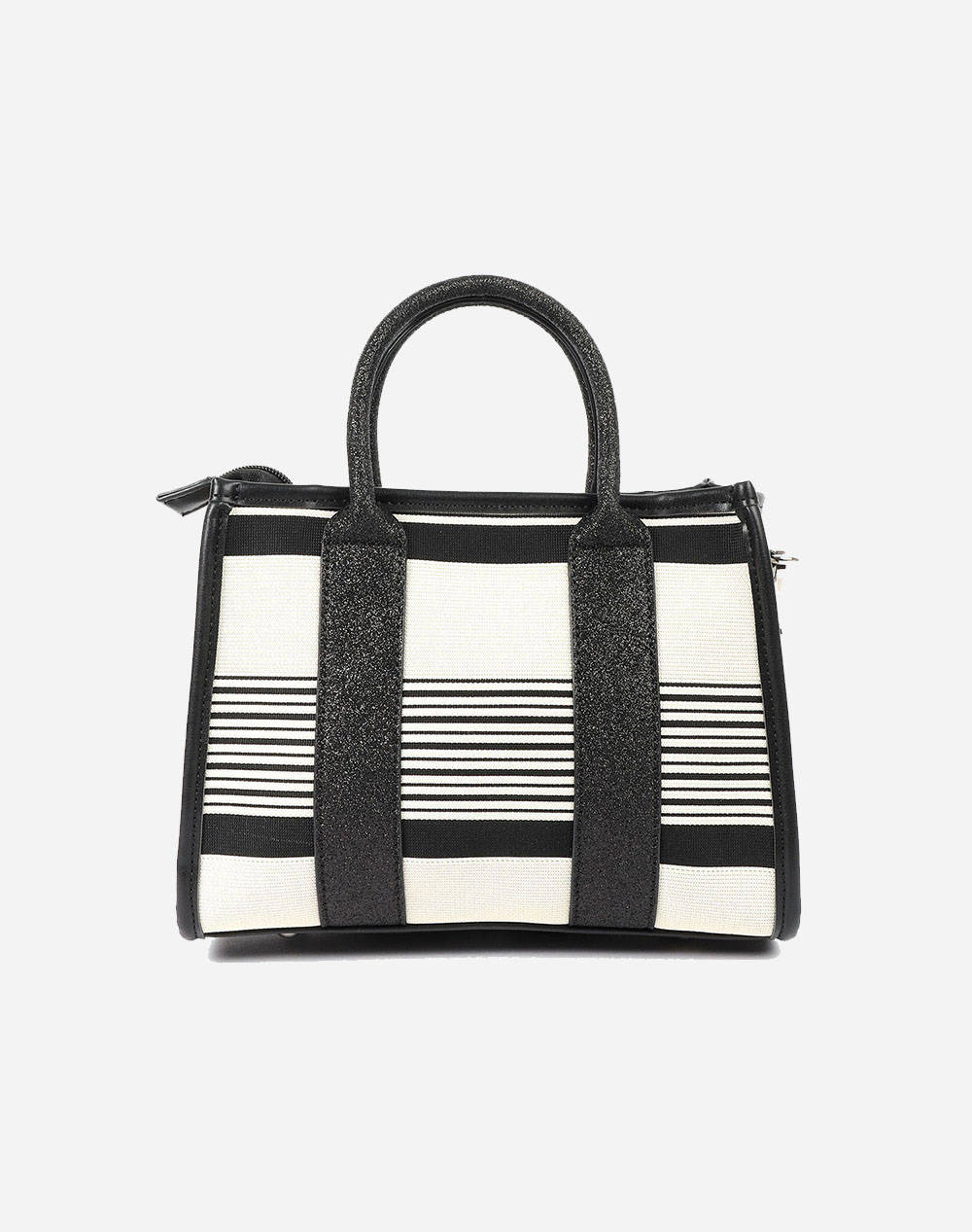 LES TROPEZIENNES NAL-TZ-03 GEANTA TESATURA CU DUNGI WHITE/BLACK